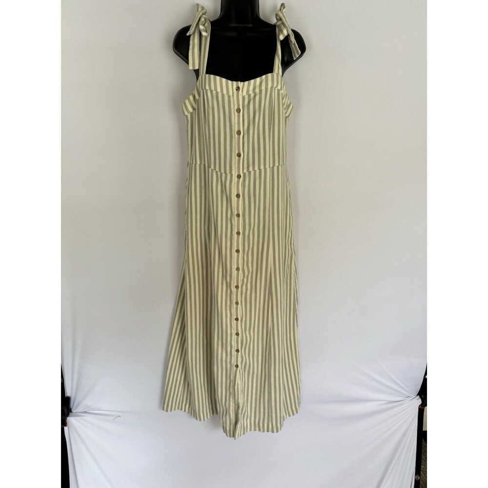 Faherty Dream Cotton Tie Dress Women's size S NWT Midi Button Front Striped $158